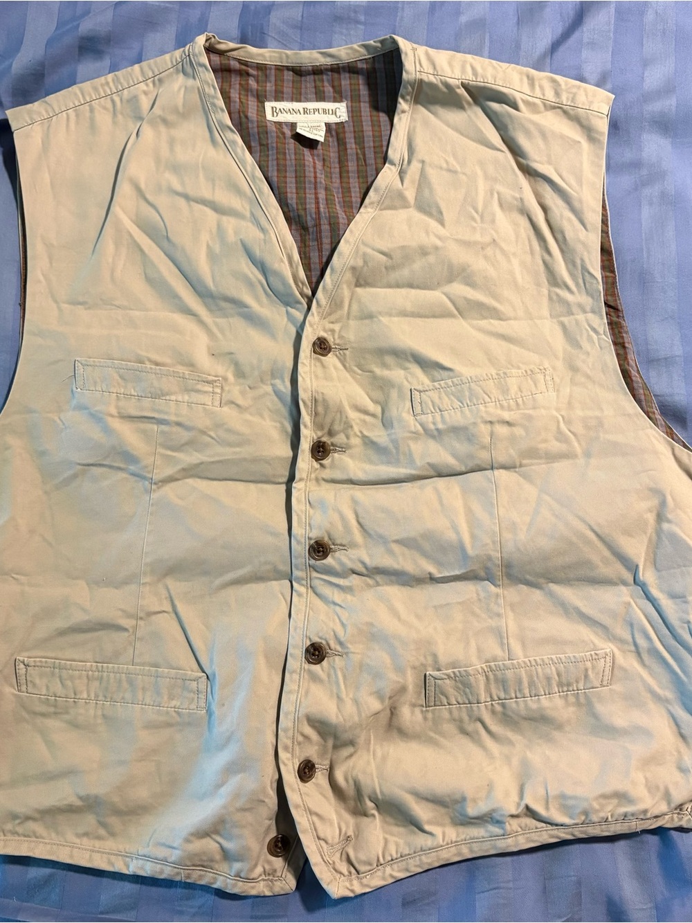 Banana Republic Men's Cream Utility Vest 80s 90s Vintage